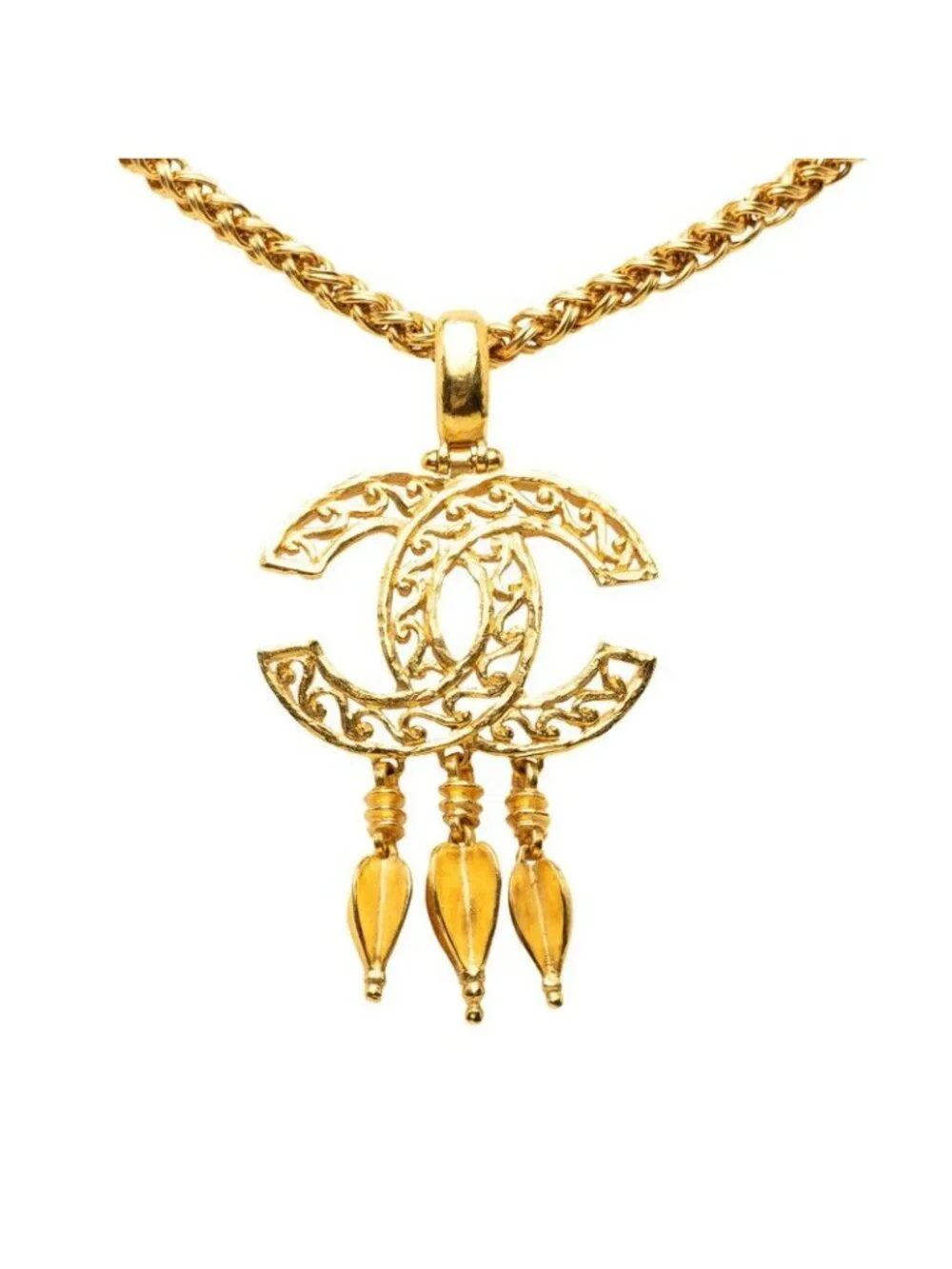 Chanel Vintage CC Logo Rogue Chain Necklace Gold Plated